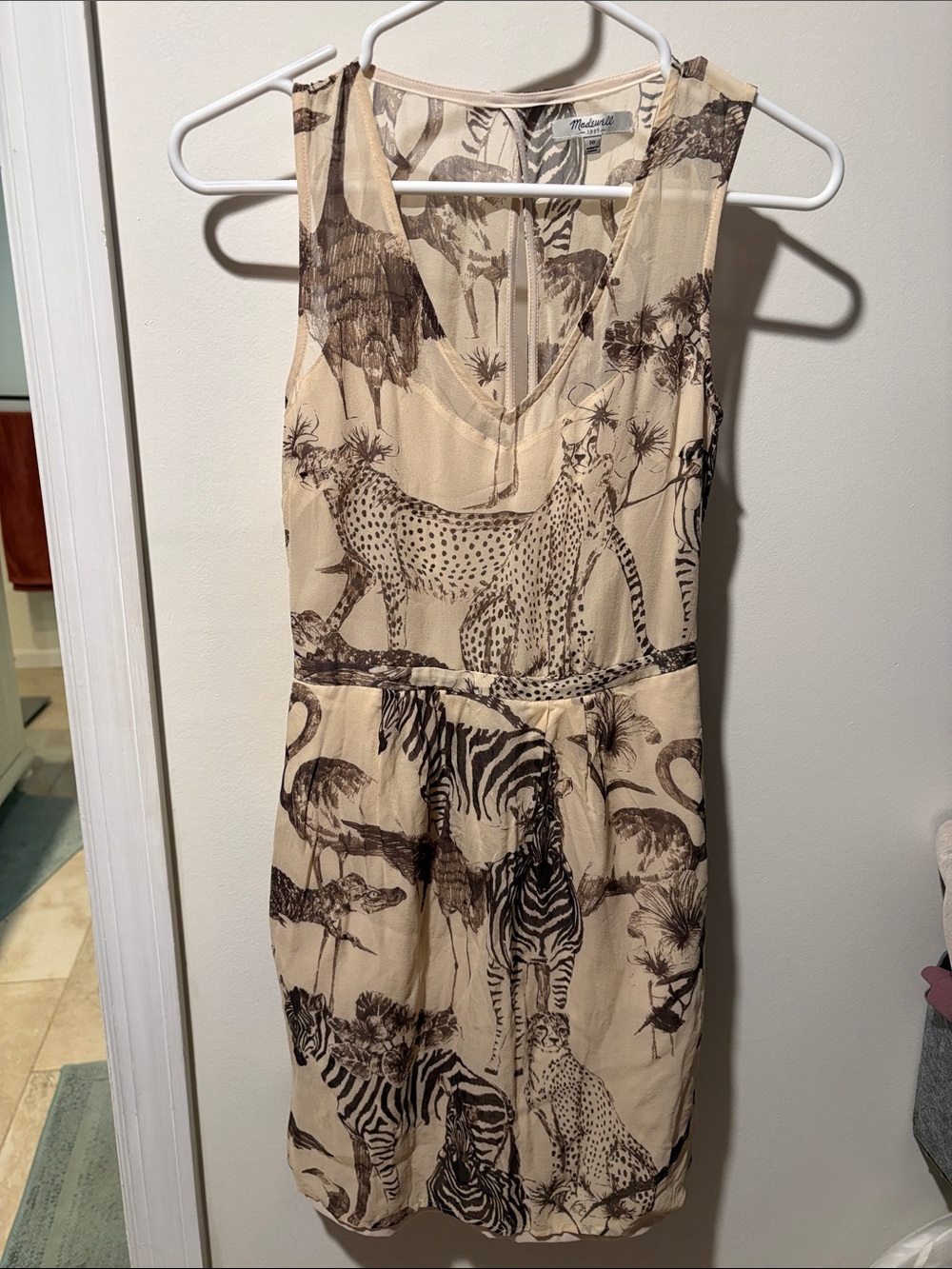 Madewell Cream Dress with Brown Animal Print